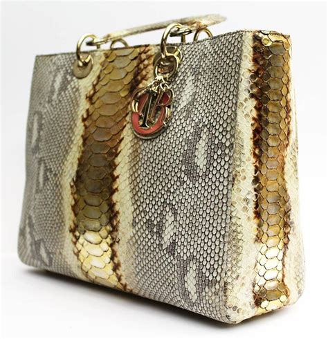 christian dior lady dior handbag python large neutral 1785804|Christian Dior Python Large Lady Dior Bag .